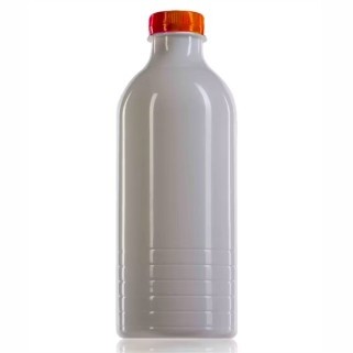 White PET Plastic Bottle 1 Litre with Orange Cap