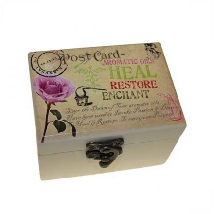 Decorated Wooden Aromatherapy Box for 12 Essential Oils