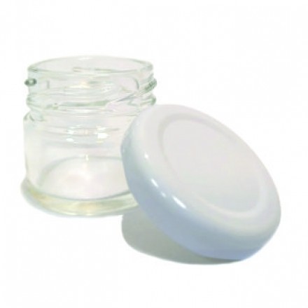 Pot en verre de 30ml avec couvercle blanc