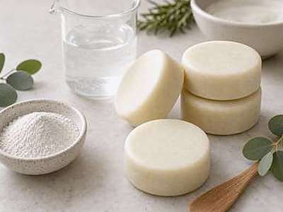 Creamy solid shampoo with SCI noodles